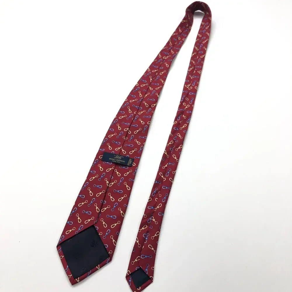 Brooks Brothers 346 Pure Silk Neck Tie Goldlink All Over Print Chain 59